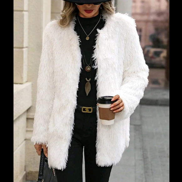Women's Casual Solid Color Fluffy Jacket, Autumn & Winter - Picture 1 of 5